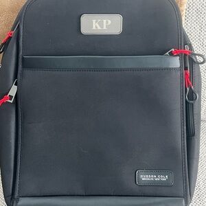 Hudson Cole Black Backpack with Red Accents